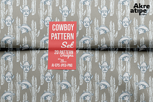 Western Cowboy Seamless Pattern Set