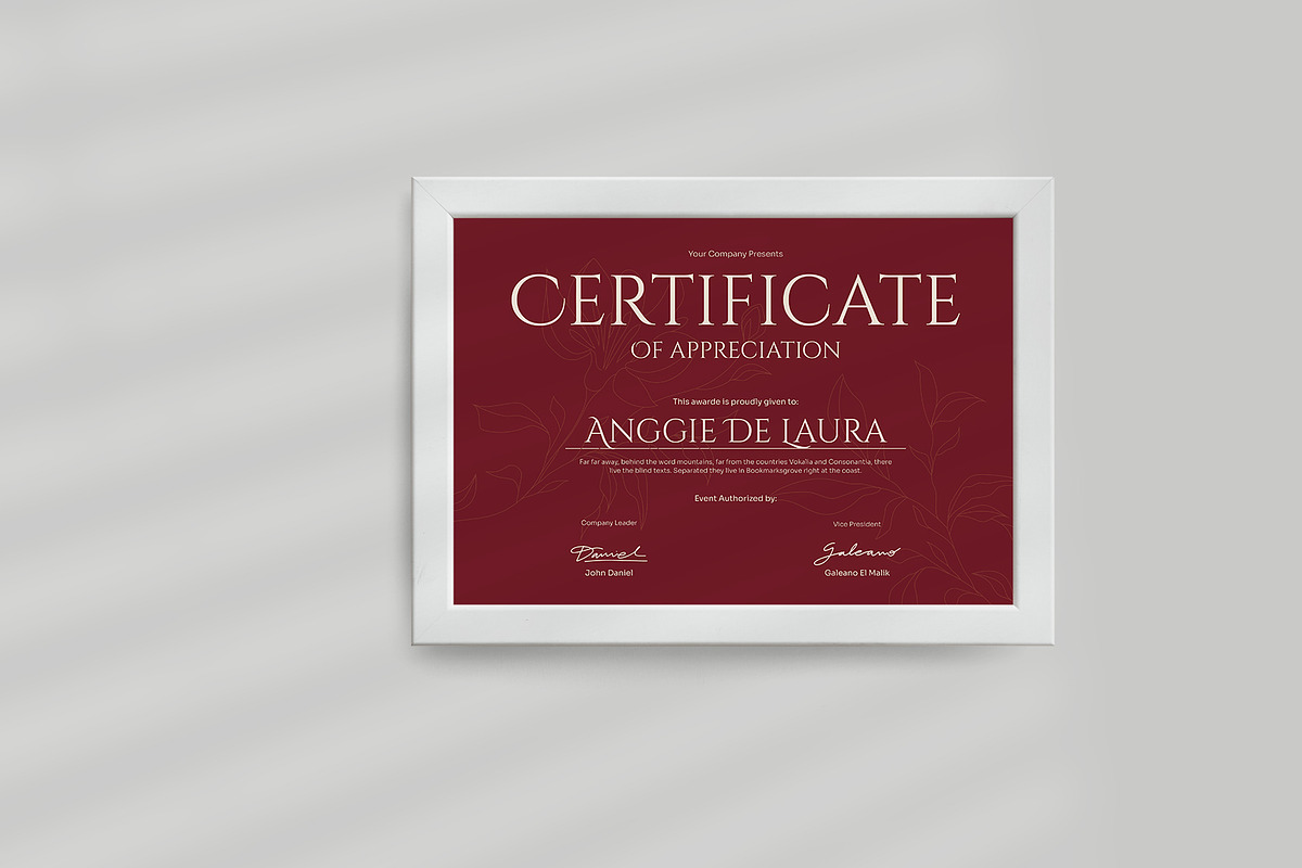Red Floral Elegant Cerificate, a Stationery Template by Neermana (Photo 4 of 4)