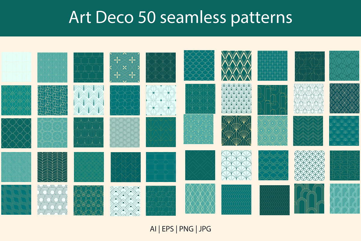 Art Deco 50 Patterns. Velvet Jade, a Pattern Graphic by GapArt (Photo 2 of 8)