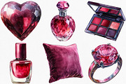 Watercolor Burgundy Beauty Clipart, an Illustration by Canvas Craft (Thumbnail 3 of 7)