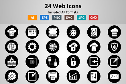 Line Circle Inverted Web Icons