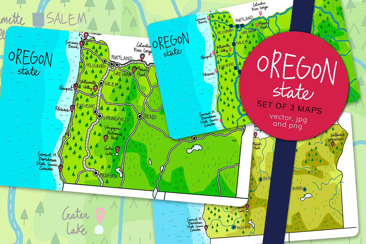 Oregon maps, an Education Illustration by Illustrationsforteachers (Photo 1 of 5)