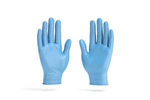 Blue Rubber Gloves 2 Types 3D Model