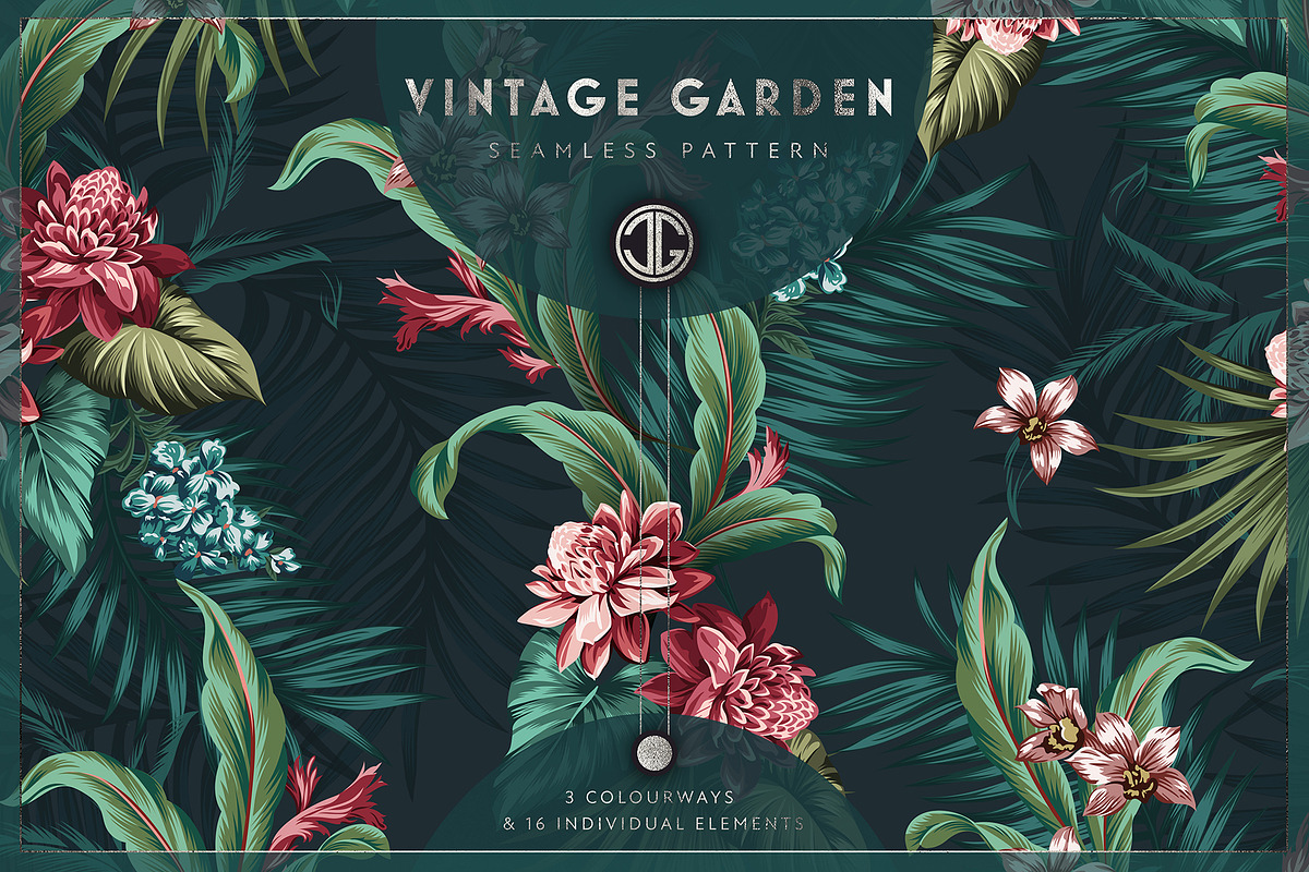 VINTAGE GARDEN Seamless Pattern, a Pattern Graphic by C & G (Photo 1 of 6)