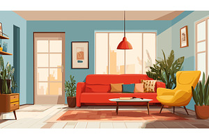 Cozy living room. Apartment home, an Object Illustration by Stock-Smart-Start