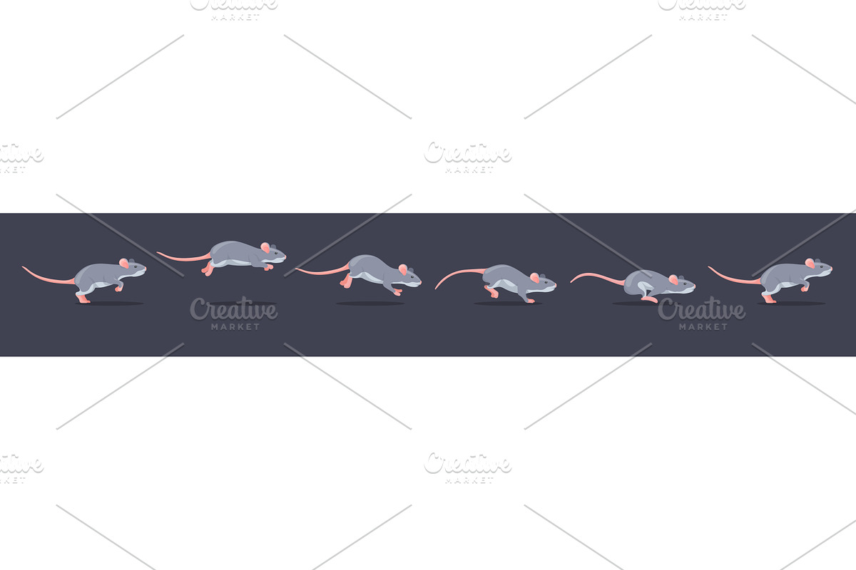 Mouse animation. Cartoon rat run, an Animal Illustration by Stock-Smart-Start