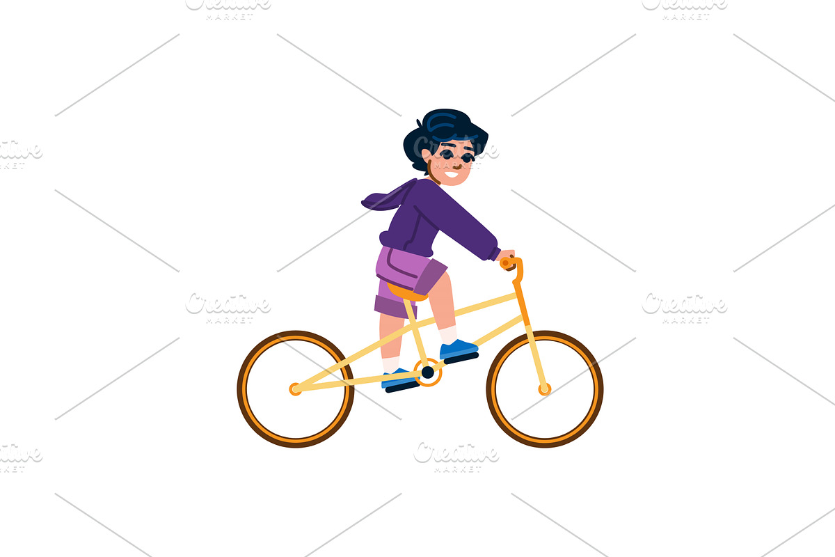 Smiling boy riding bicycle, enjoying, a Sport Illustration by pikepicture