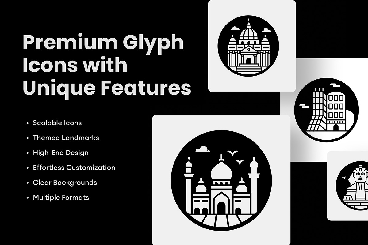 World Famous Landmarks Icons, a Solid Icon by Prosymbols (Photo 5 of 7)