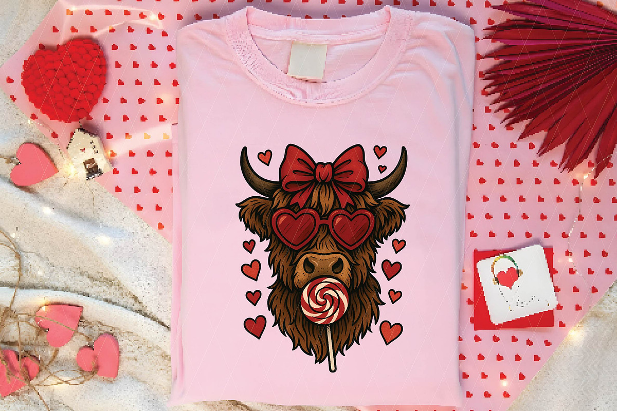 Highland Cow png, Valentine Coquette, an Illustration by DreamPrint404 (Photo 2 of 8)