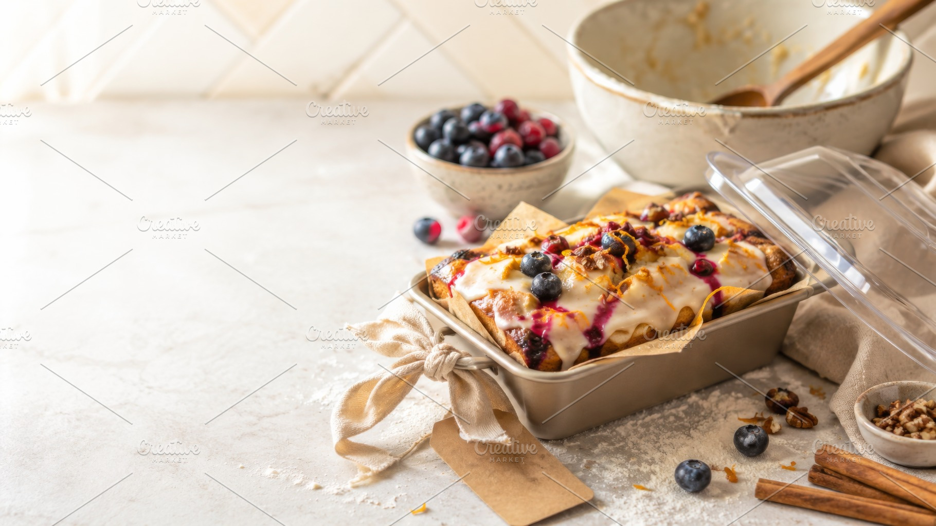 Freshly baked handmade fruit cake wi, a Photo by Dvoevnore photos