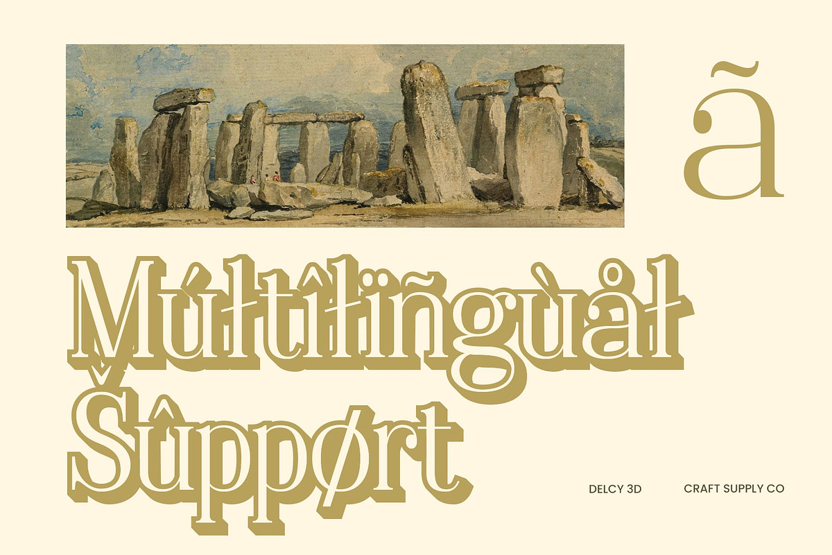 Delcy 3D, a Serif Font by Craft Supply Co. (Photo 6 of 8)