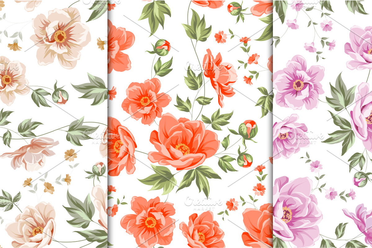 12 Best Vintage Floral Patterns Set preview 7