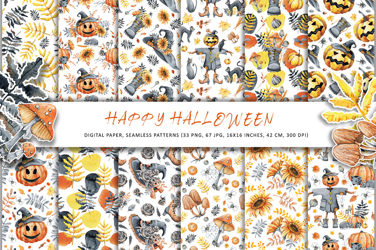 Happy Halloween watercolor clipart, an Illustration by Artmanata (Photo 5 of 22)