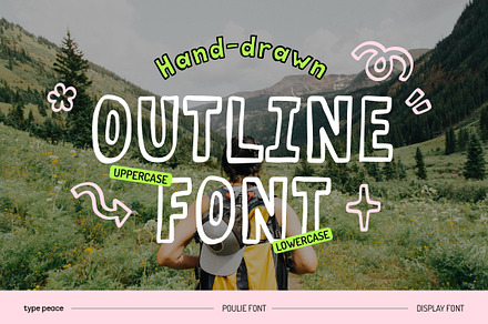 POULIE | Outline Display Font, a Handwritten Font by type peace