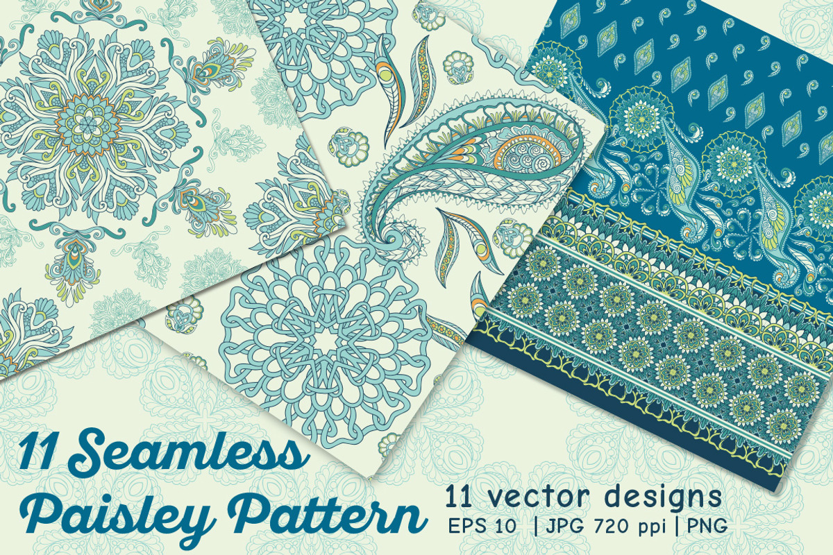 11 Paisley Seamless Patterns, a Pattern Graphic by Elen-Lane (Photo 1 of 5)