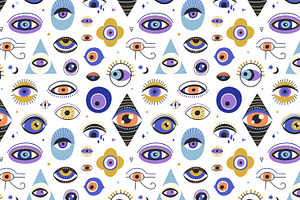 Doodle Eyes Seamless Patterns