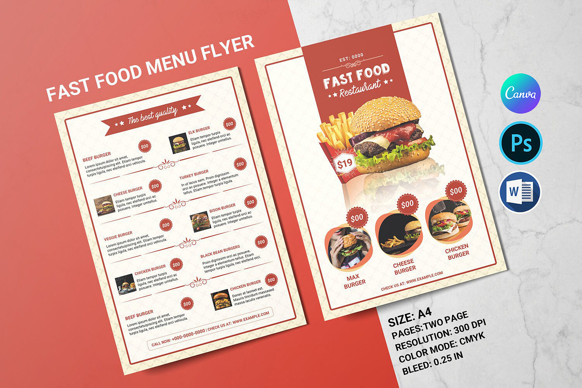 Restaurant Flyer Template, a Flyer Template by retrographix (Photo 1 of 3)