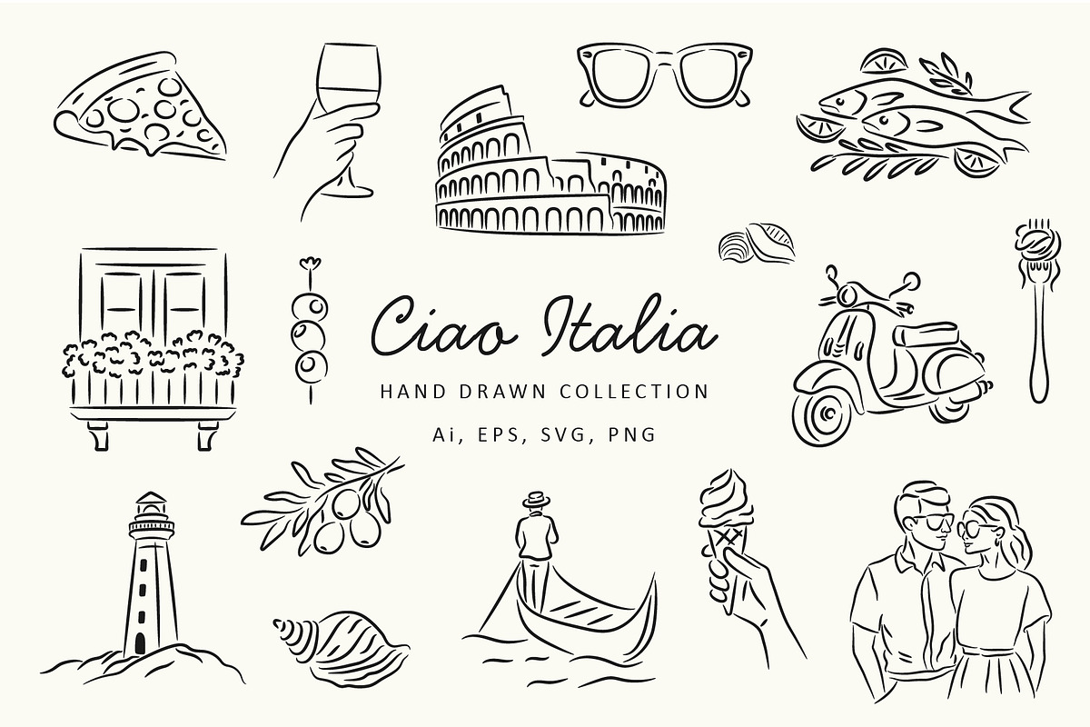 La Dolce Vita Hand-Draw Collection, an Object Illustration by NatalieArtShop (Photo 1 of 14)