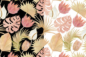 Dried Leaves Watercolor Patterns