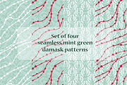 Seamless mint green damask patterns, a Pattern Graphic by Alenarozova (Thumbnail 1 of 5)