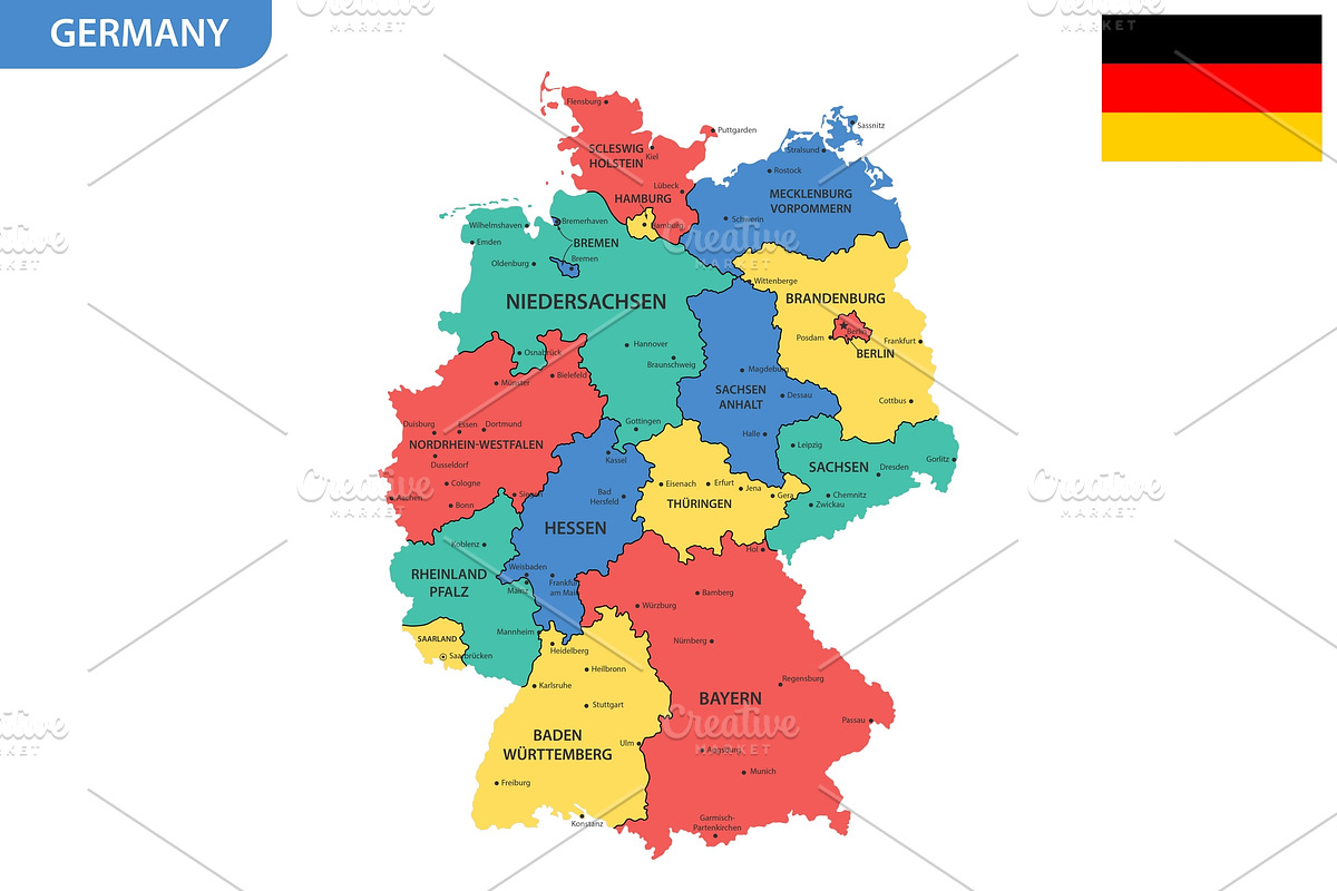 Detailed map of Germany, an Illustration by Vector Shop (Photo 3 of 5)