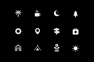 outdoor journey camp flat icon set, a Solid Icon by devastd