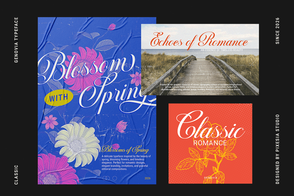 Genovia - Elegant Calligraphy Font, a Script Font by Pixesia Studio (Photo 5 of 10)