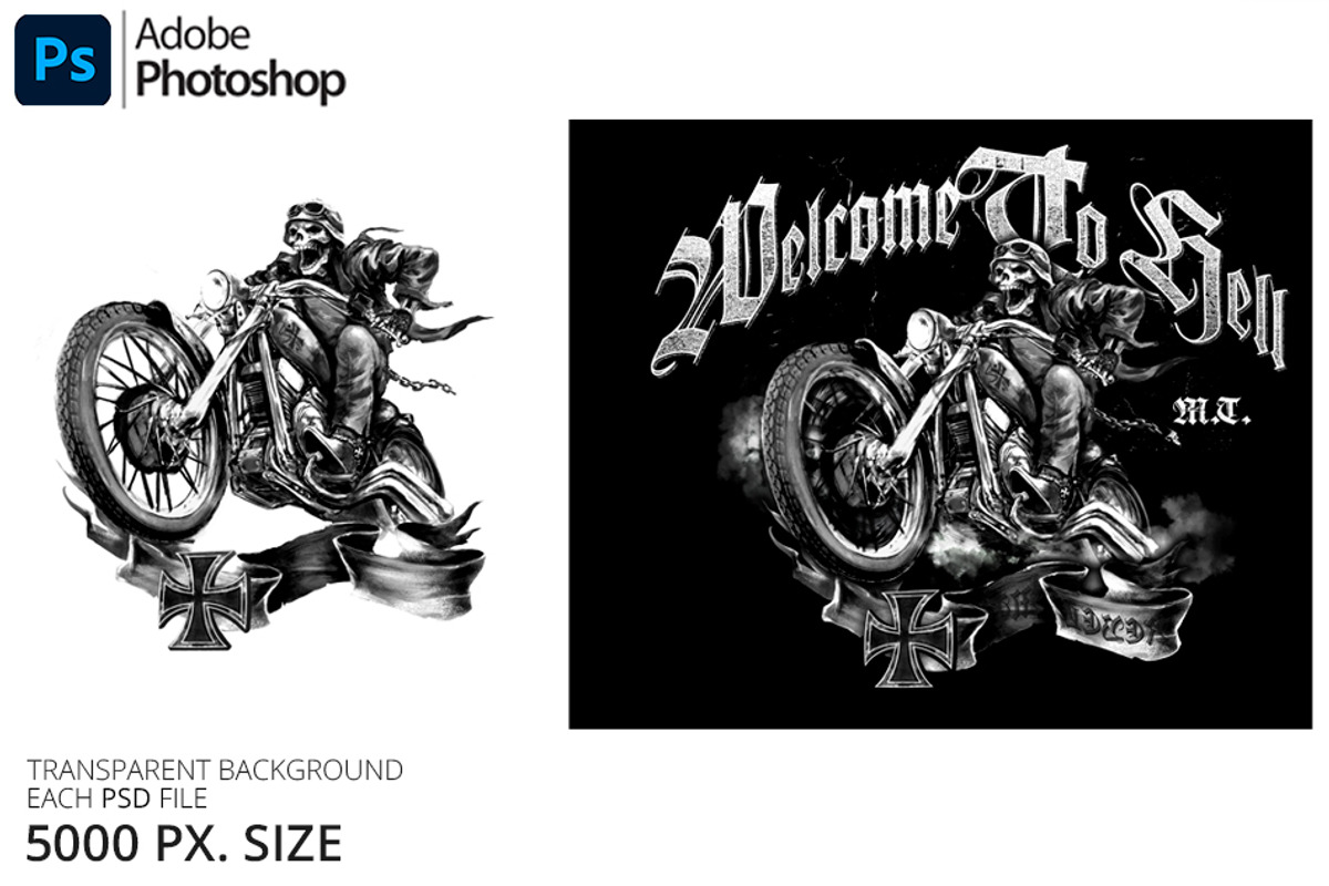 Motorcycle Skull T-Shirt Design, an Illustration by XXX (Photo 2 of 2)