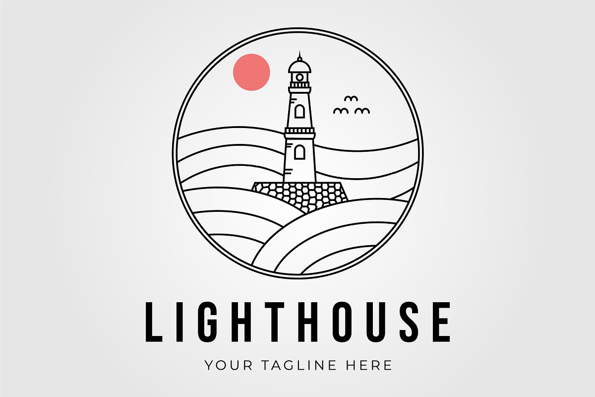 lighthouse beacon tower outline logo, an Object Graphic by Rizkaarishandy_shop