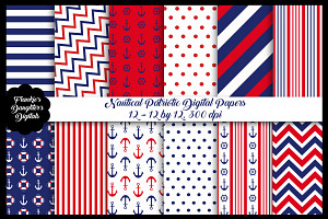 Nautical Patriotic Colors Papers, a Pattern Graphic by FrankiesDaughtersDesign