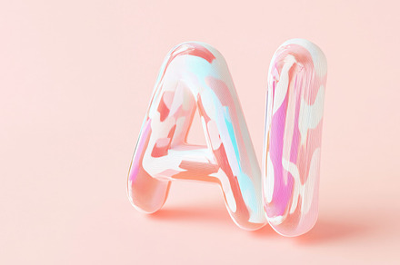 Multicolored shapes forming word AI on soft pastel background, a Photo by Dvoevnore photos
