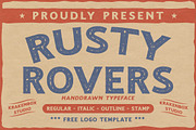 Rusty Rovers - Handdrawn Typeface, a Font by Krakenbox Studio (Thumbnail 1 of 16)