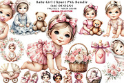Baby Girl Clipart PNG Bundle, a Seasonal Illustration by CreationArt (Thumbnail 1 of 7)