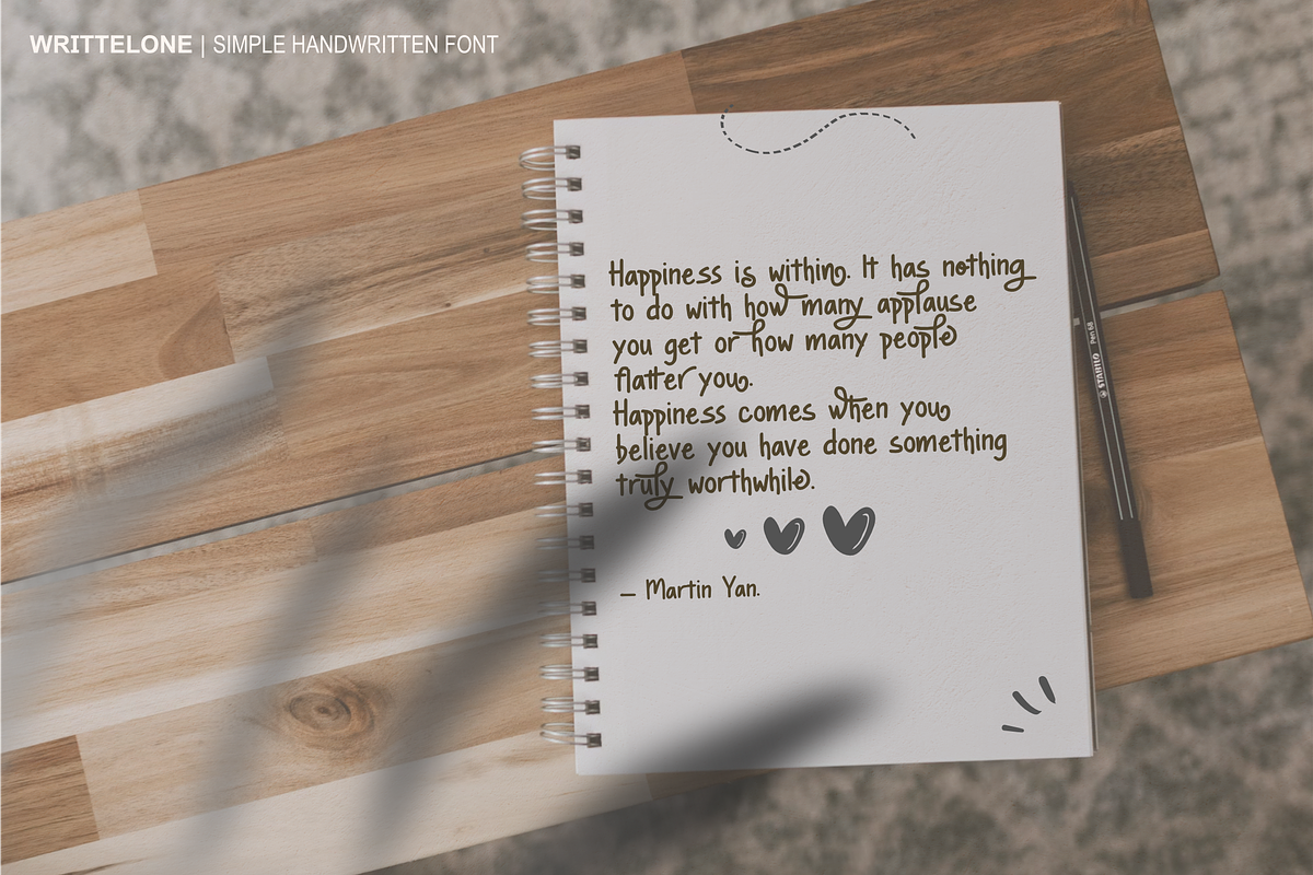 Writtelone - Simple Handwritten Font, a Font by zamjumps (Photo 6 of 9)