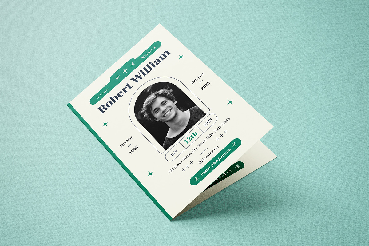 Funeral Program, a Card Template by graphicook (Photo 1 of 3)