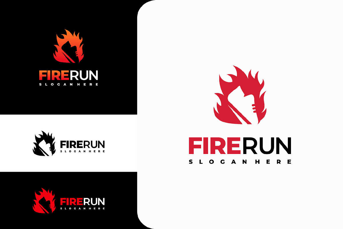 Set of Burning running shoe logo, a Branding & Logo Template by Lucky Creative (Photo 4 of 5)