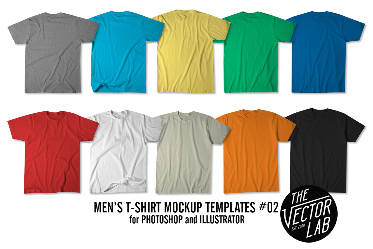 Men's T-Shirt Templates #02, a Shirt Mockup by TheVectorLab (Photo 3 of 4)