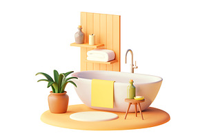 Vector bathroom with bathtub
