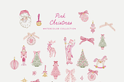 Watercolor pink christmas whimsy set, an Object Graphic by Grace Noboa Illustrations (Thumbnail 5 of 12)