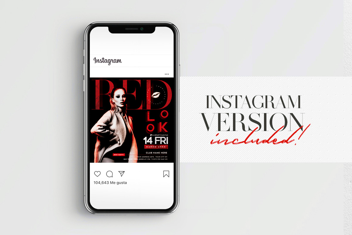 Red Look Flyer + Instagram Post, a Flyer Template by Touringxx Creative Studio (Photo 3 of 3)