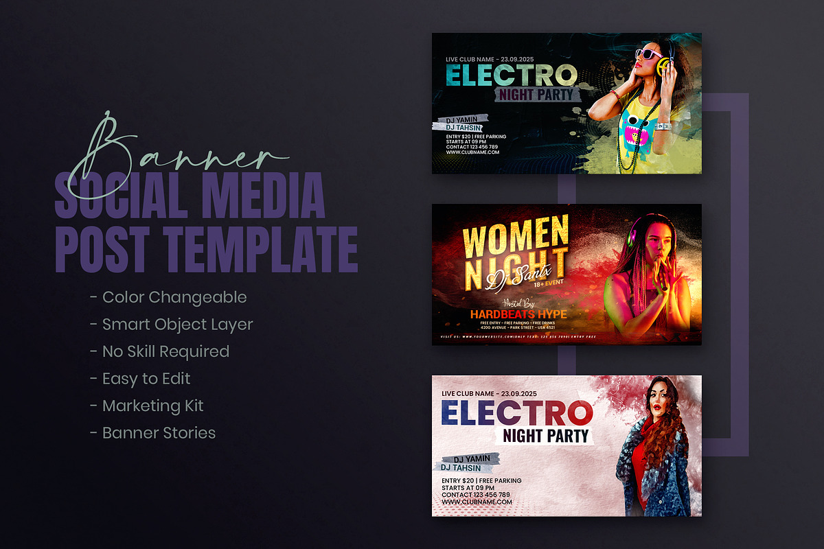 Night Party Social Media Post Bundle, a Social Media Template by Creative_View (Photo 8 of 8)