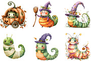 Halloween Caterpillar Clipart, a Seasonal Illustration by Designking (Thumbnail 2 of 4)