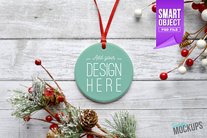 Smart Round Ornament Mockup - 1 Side