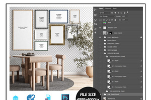 Frames Wall Mockup Scene SM110M