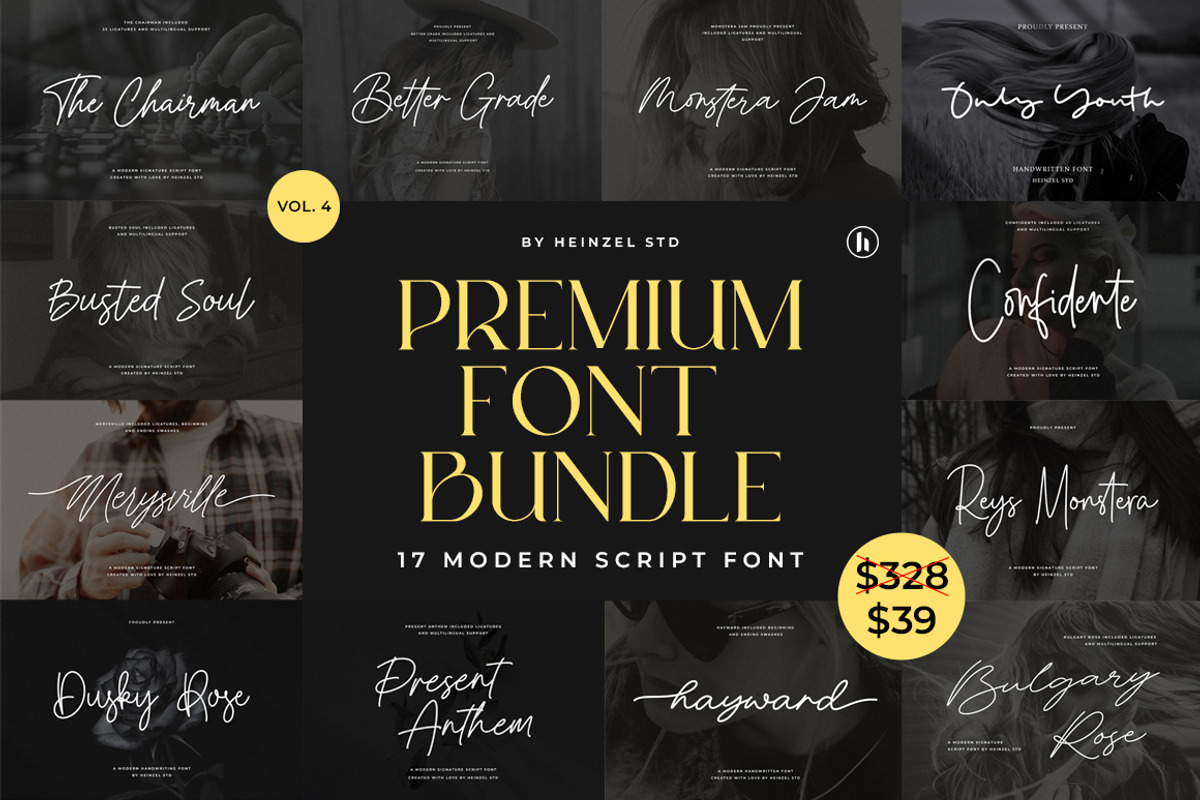 Premium Font Bundle Sale, a Script Font by Heinzel Std (Photo 1 of 10)