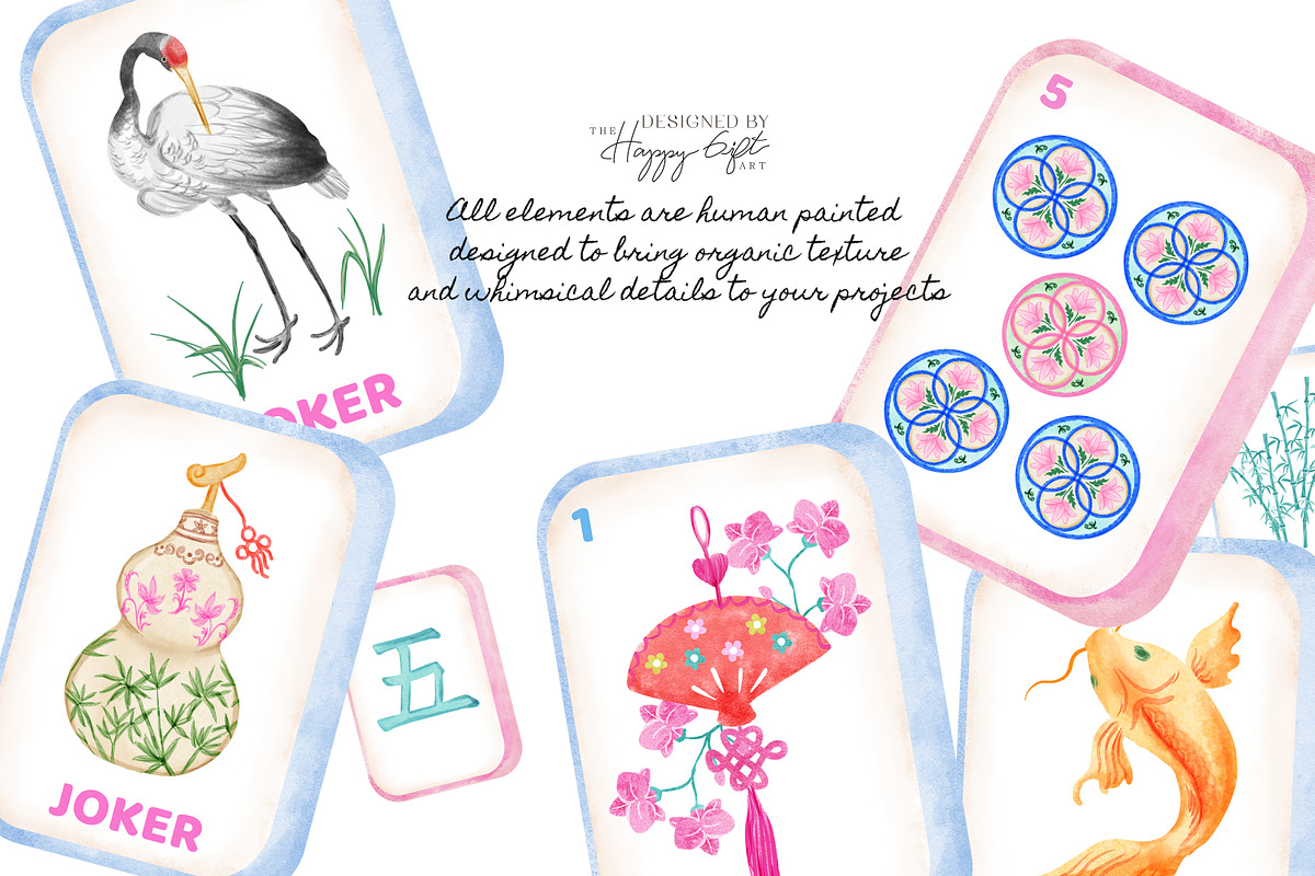 Chinoiserie Mahjong Illustrations, a Decorative Illustration by TheHappyGiftArt (Photo 6 of 11)