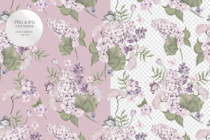 Lilac Seamless Pattern And Graphic