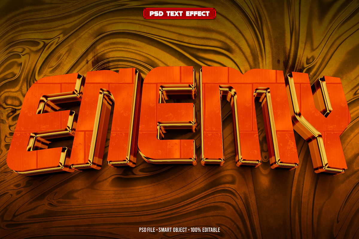 Enemy 3D editable text effect, a Layer Style Add-On by Hello Muh (Photo 1 of 2)