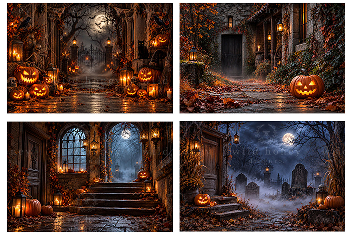 Halloween Digital Backdrop BUNDLE, a Layer Style Add-On by Wild Honey Design Co. (Photo 3 of 6)