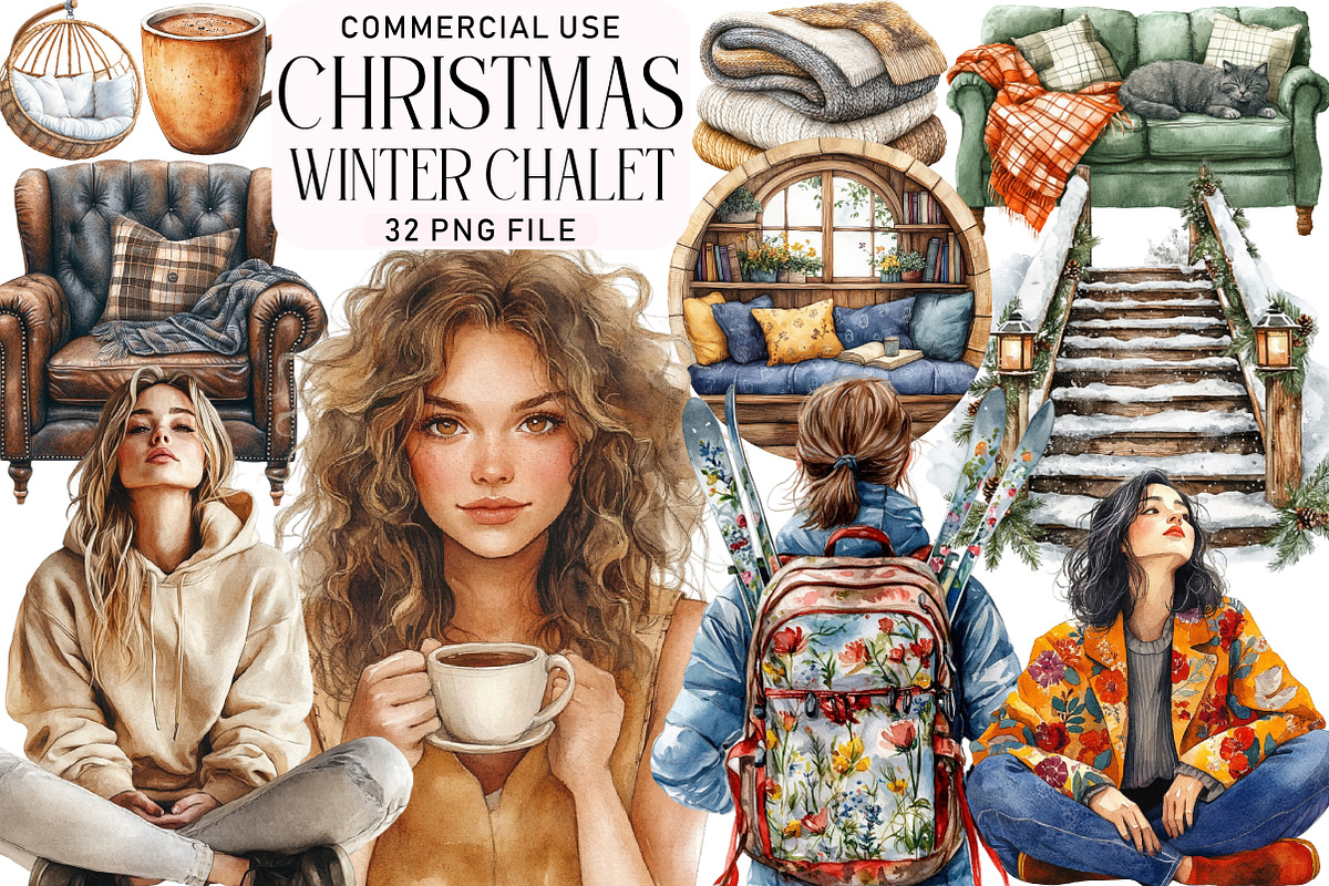 Winter Chalet Clipart Bundle, an Illustration by Daily.Designs (Photo 1 of 5)